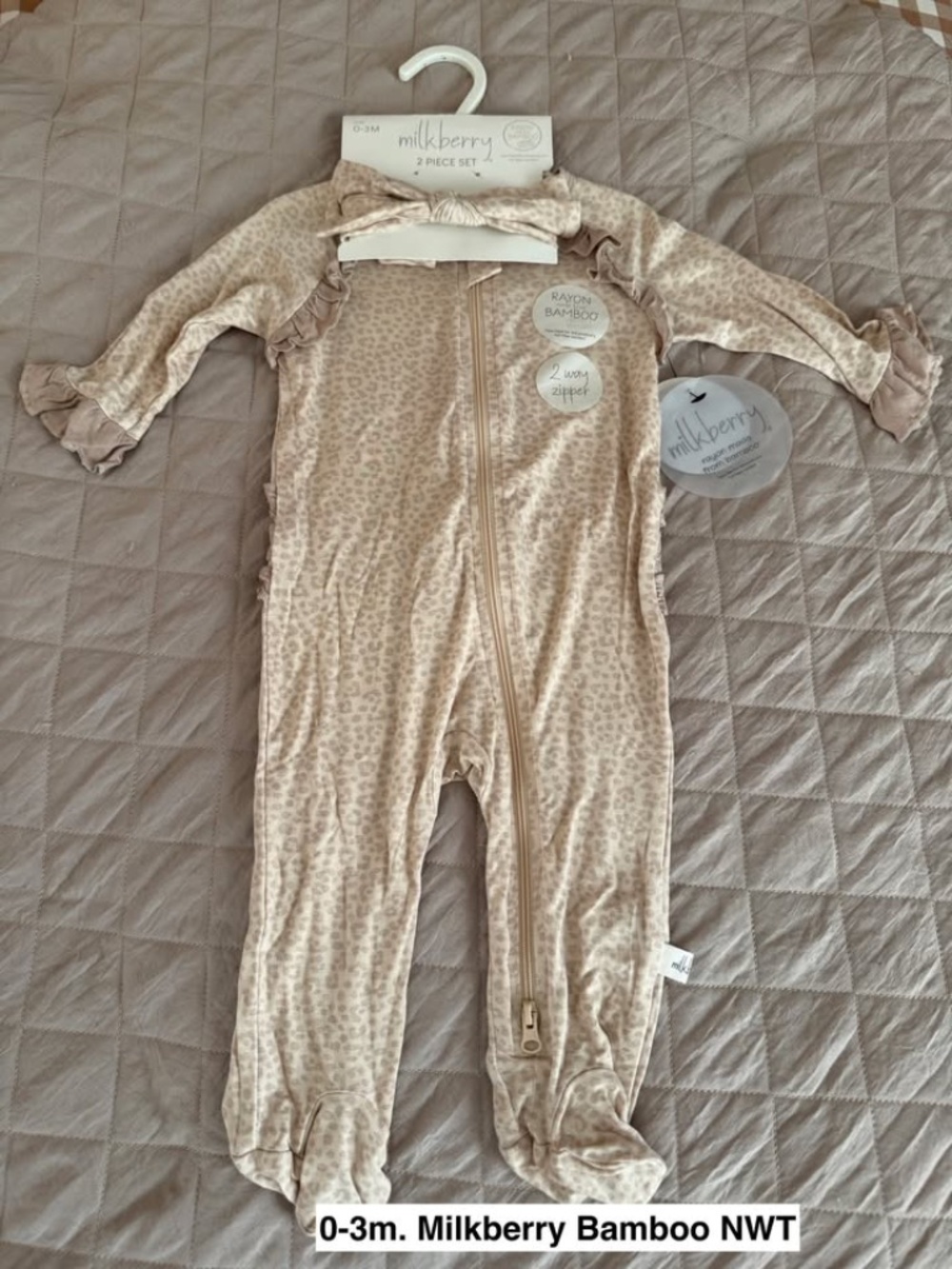 0-3m. Milkberry Bamboo Baby Girls Footie NWT
